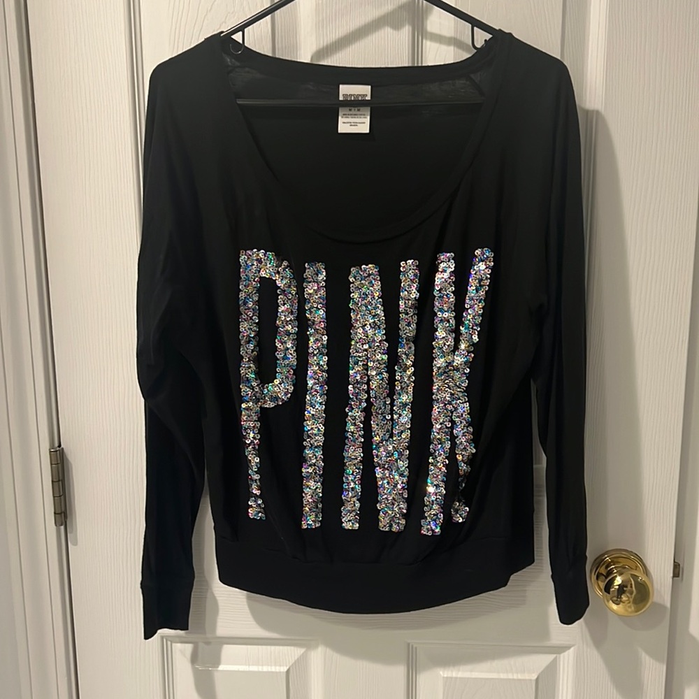 Pink Sequin Logo Shirt